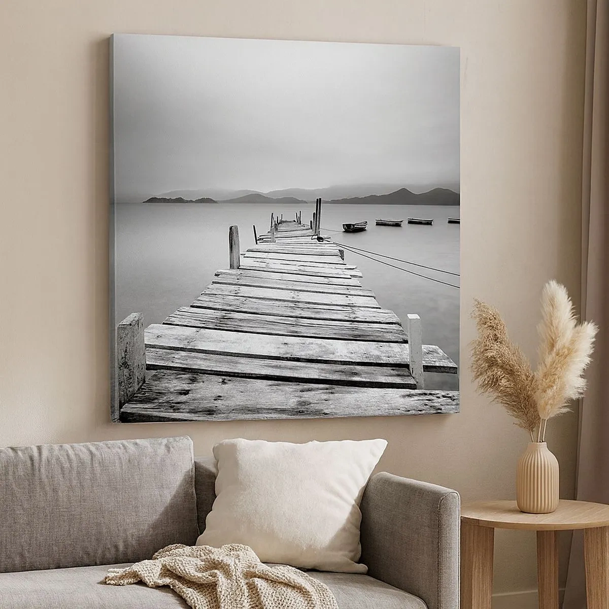 Canvastavla - Bild på duk - Bortom bergen och hav - 30x30 cm