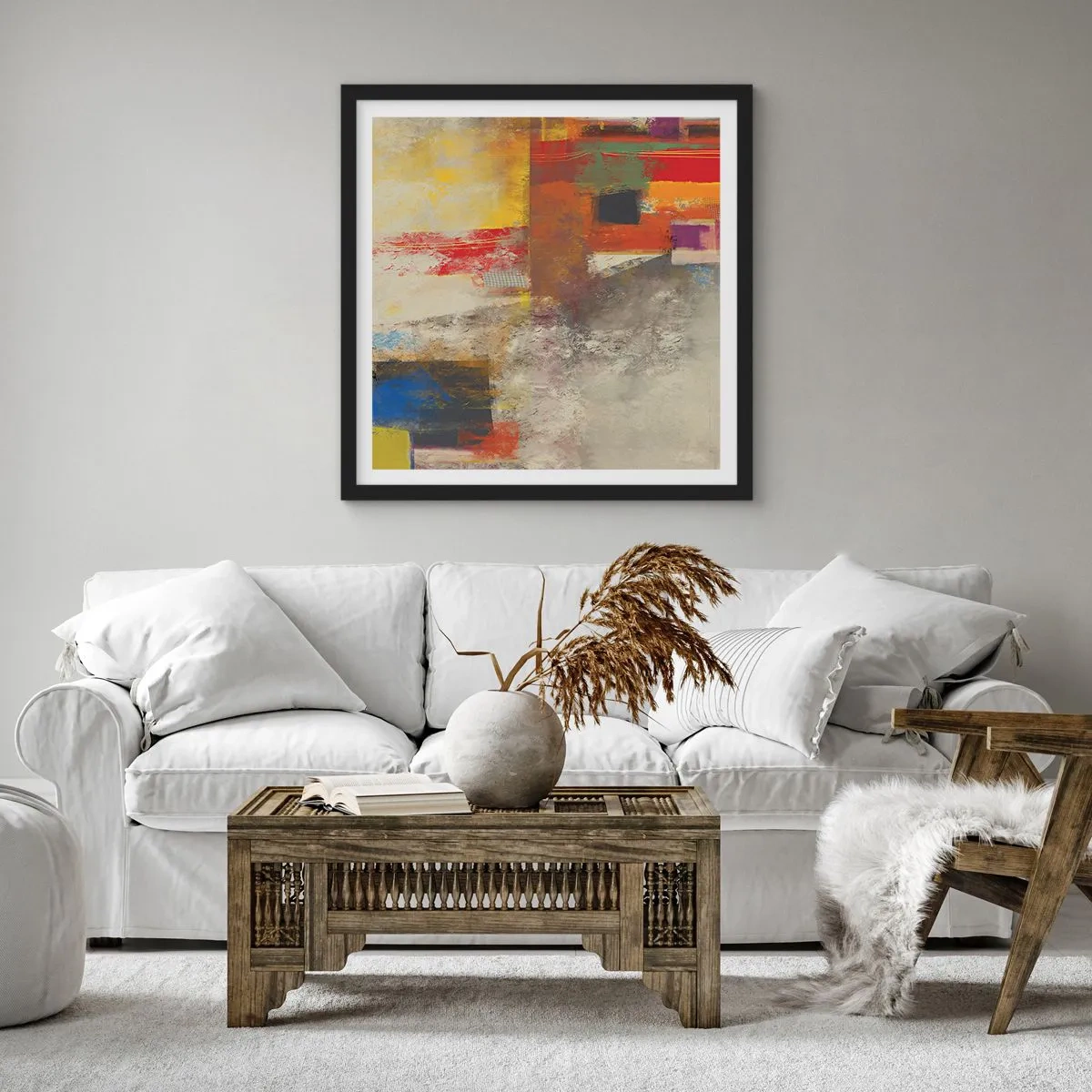 Affisch i svart ram - Färgernas geometri - 40x40 cm