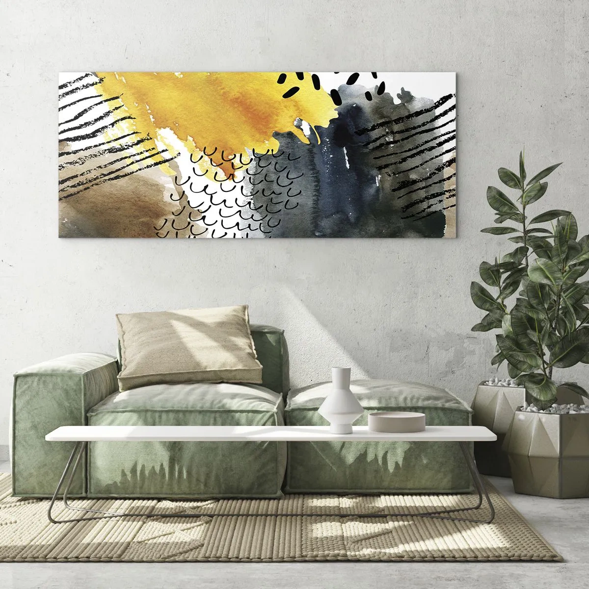 Glastavla - Bild på glas - Elementens möte - 100x40 cm