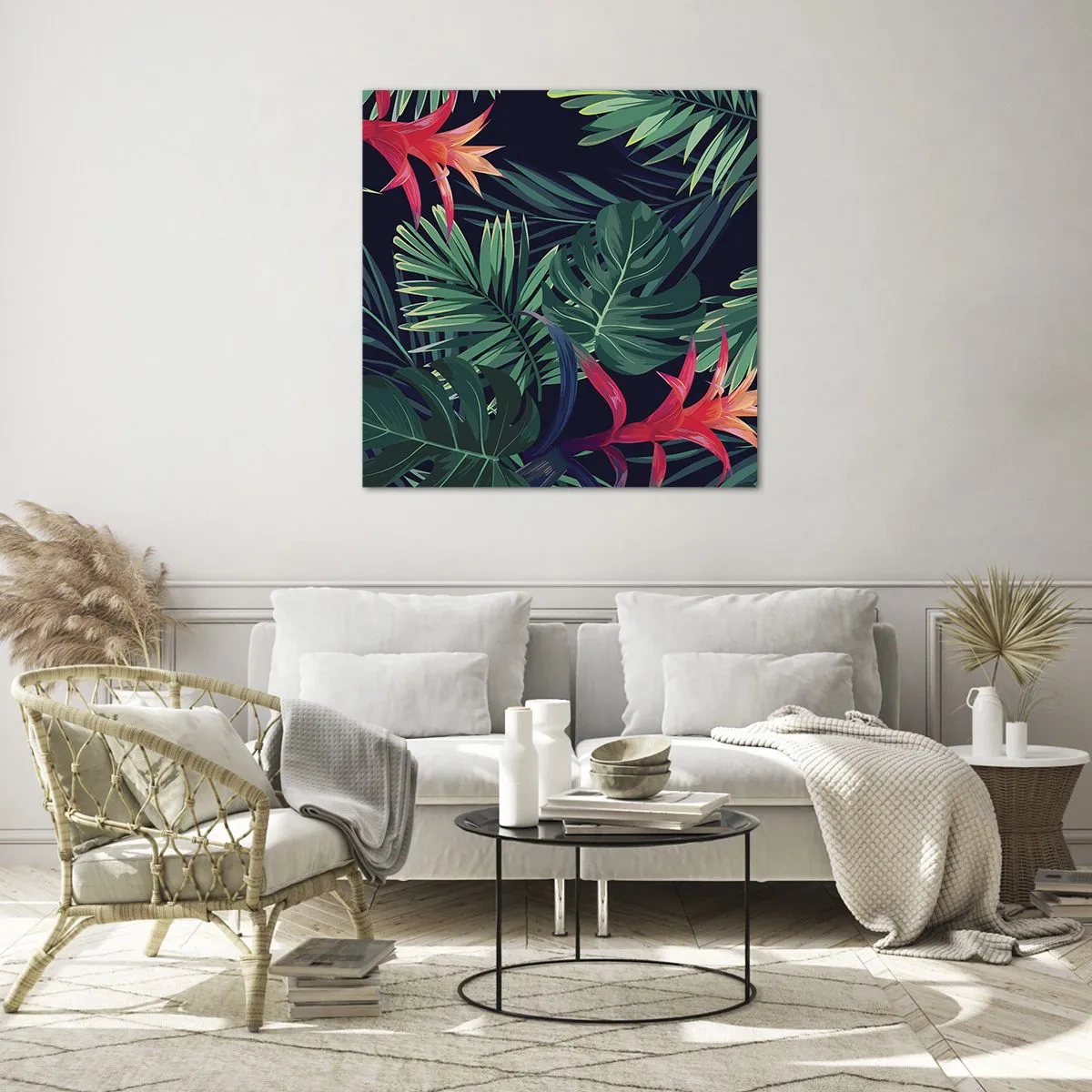 Glastavla - Bild på glas - Brinna i grönskan - 60x60 cm