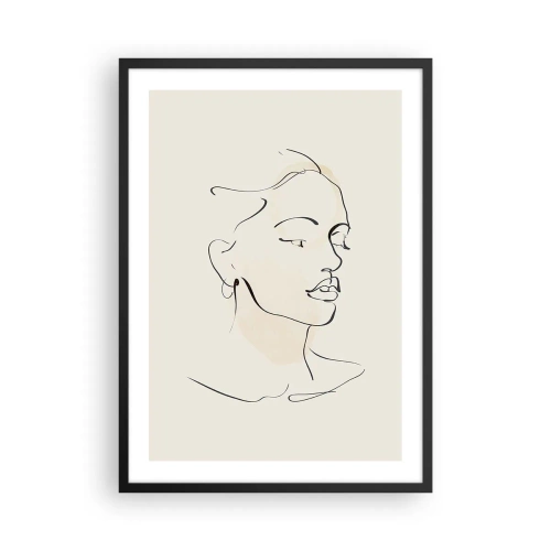 Affisch i svart ram - Porträtt av en kvinna i minimalistisk linjekonststil - 50x70cm - Säkra drag - Modern väggdekoration för vardagsrum och sovrum ARTTOR