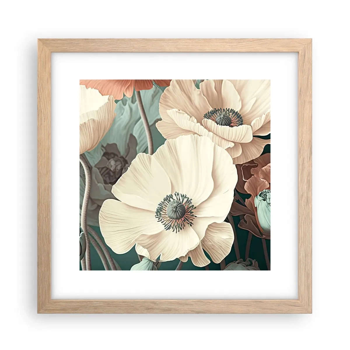 Affisch i ram av ljusek - Viskningar av vallmo - 30x30 cm