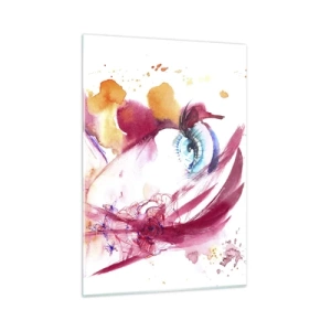 Glastavla - Bild på glas - Världen blommar i närheten - 50x70 cm