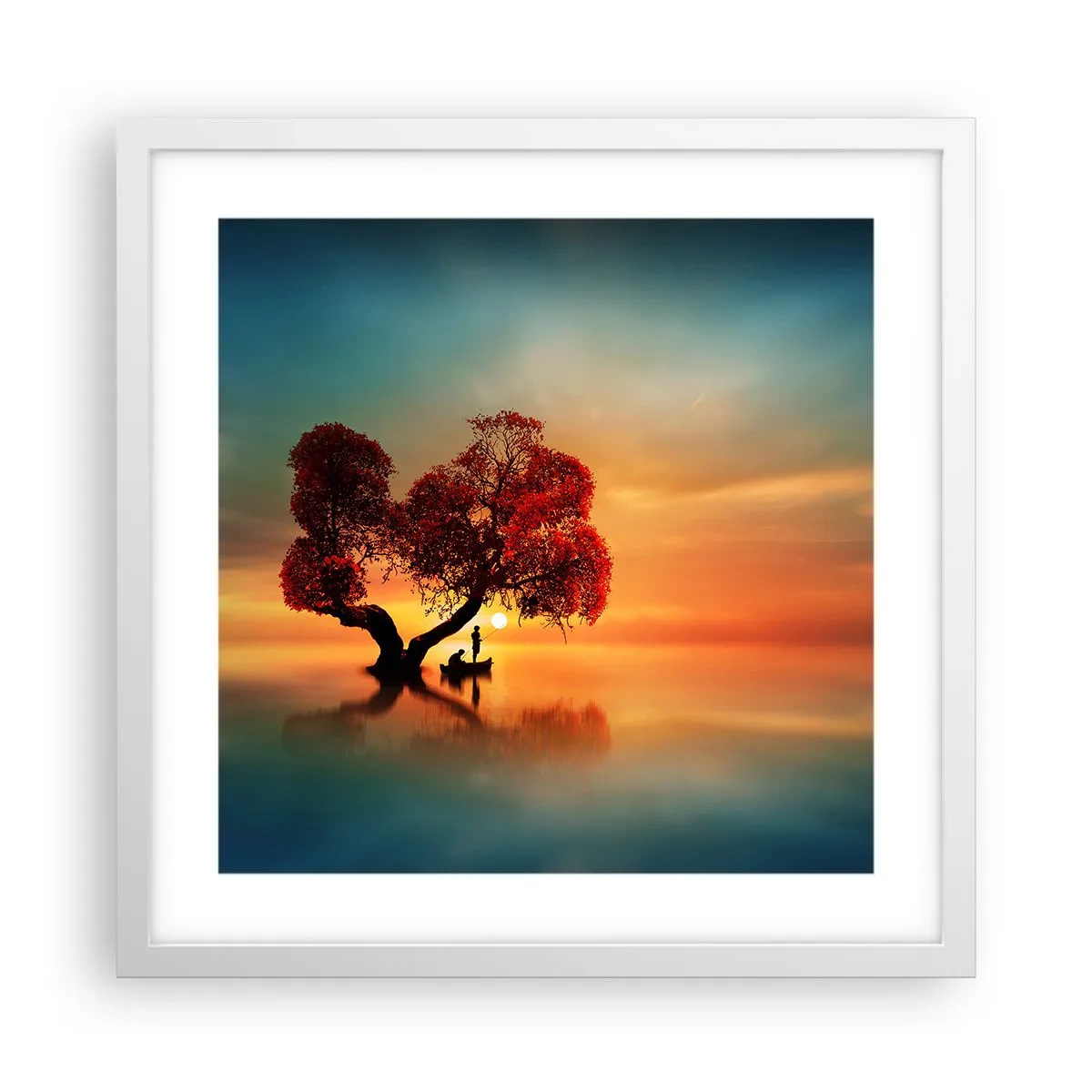 Affisch i vit ram - Avlägsen tystnad - 40x40 cm