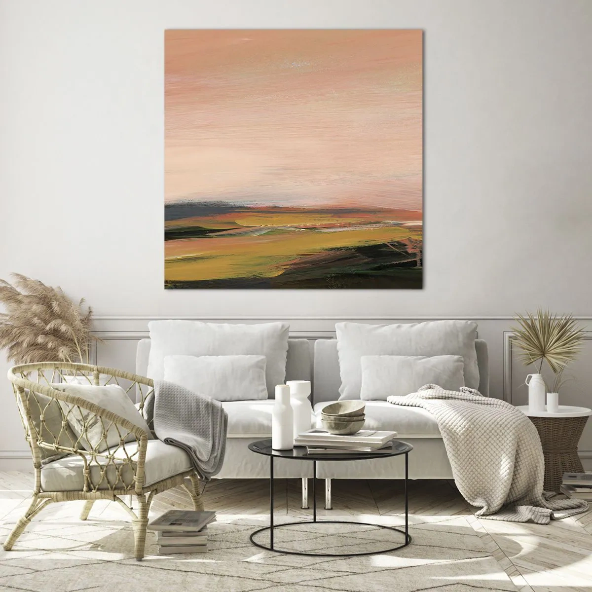 Glastavla - Bild på glas - I rosa - 60x60 cm