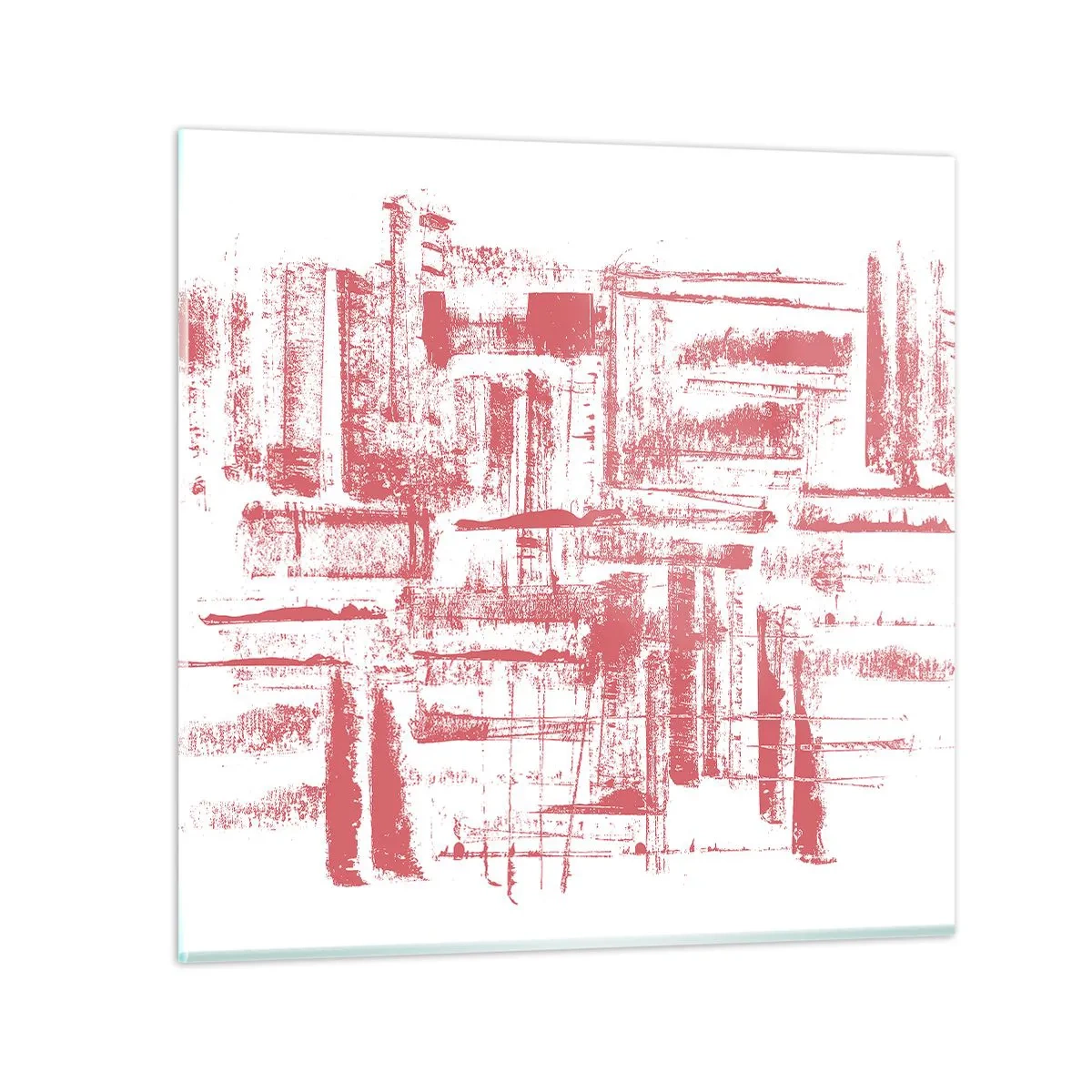 Glastavla - Bild på glas - Röd stad - 60x60 cm