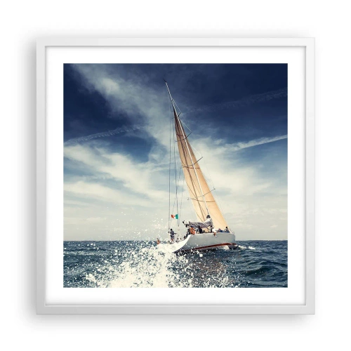 Affisch i vit ram - De hinner inte ikapp oss! - 50x50 cm