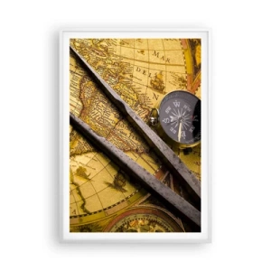 Affisch i vit ram - Var är skatterna? - 70x100 cm