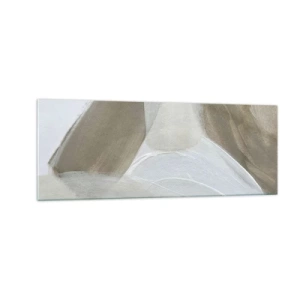 Glastavla - Bild på glas - Våg av vitt - 140x50 cm