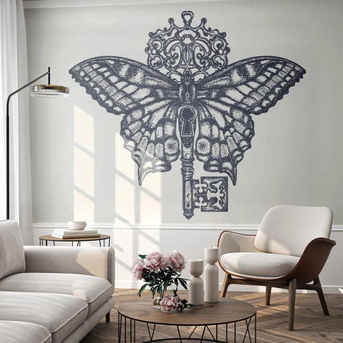 Självhäftande Fototapet Deluxe Sticker - Hjärtats alla hemligheter - Abstraktion, Fjäril, Nyckel - 200x140 cm