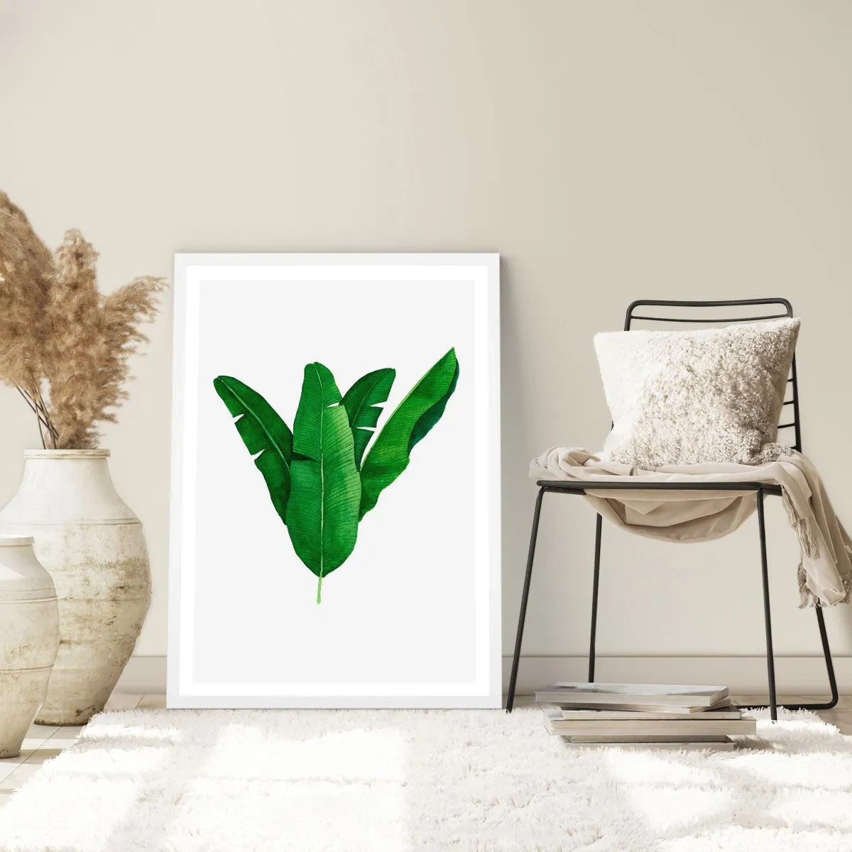 Affisch i vit ram - Grön symmetri - 50x70 cm