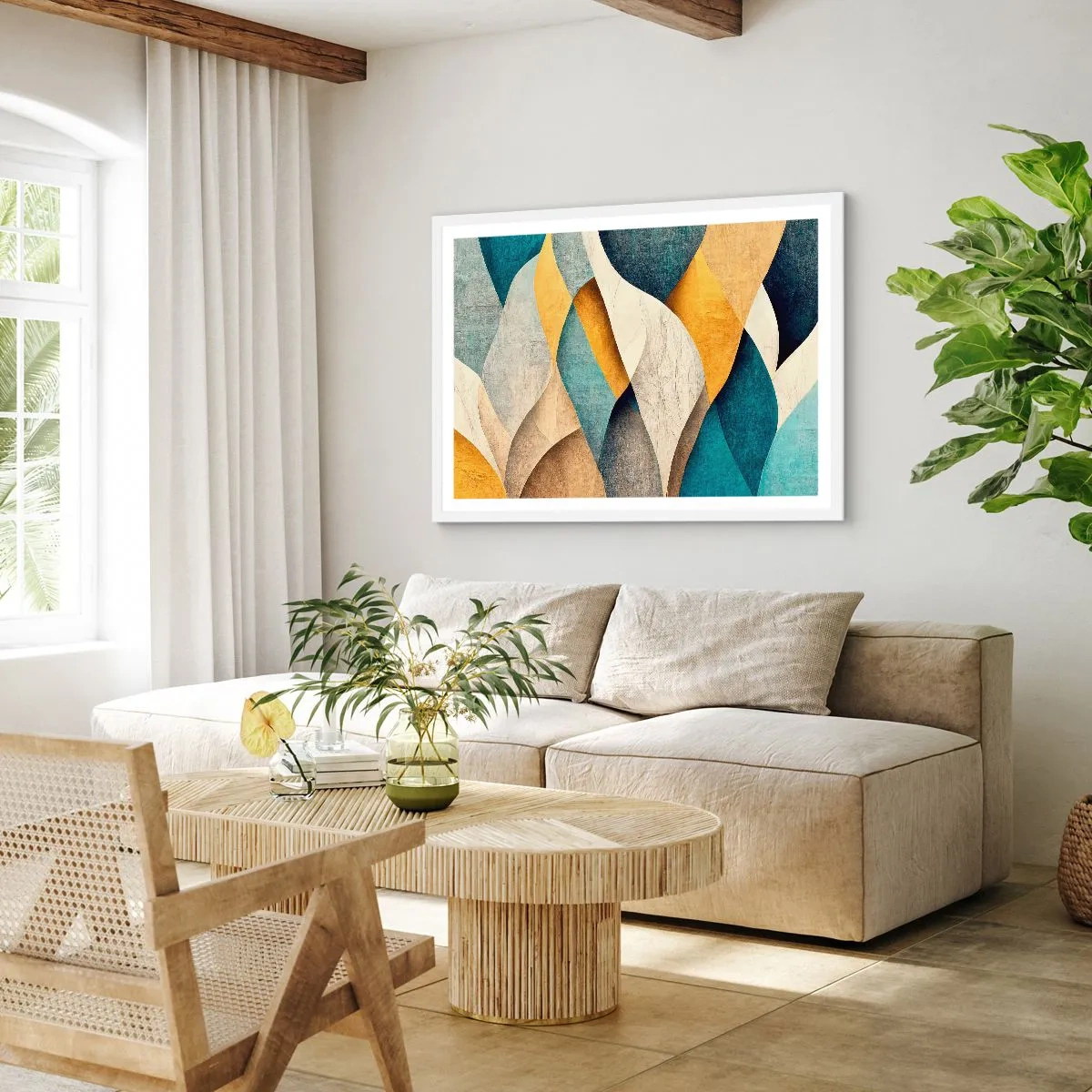 Affisch i vit ram - Rytm och vågrörelse - 91x61 cm