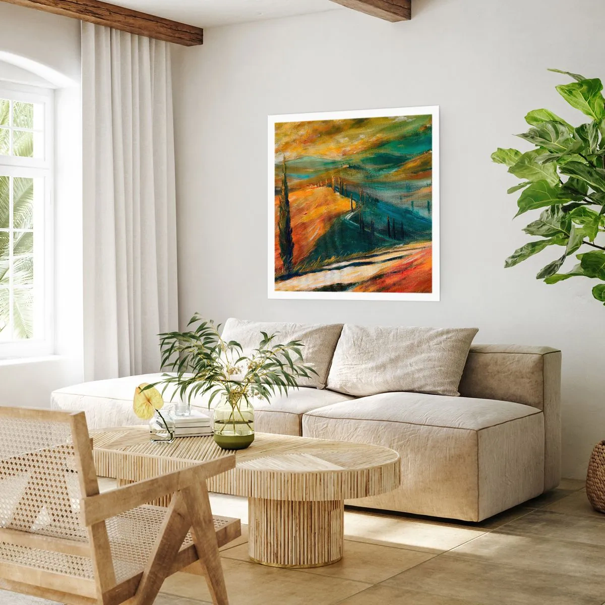 Affisch - Toskanskt landskap - 40x40 cm