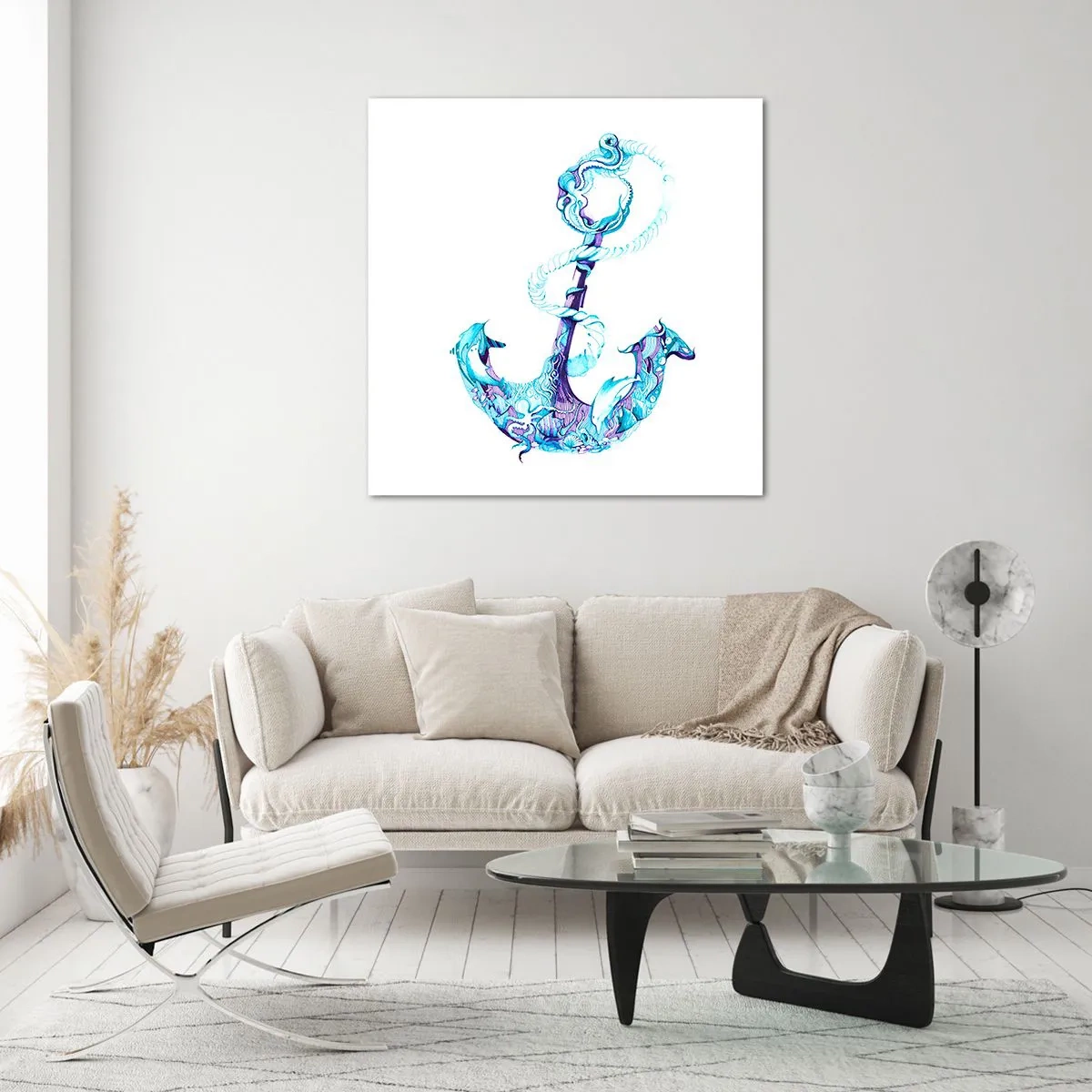 Glastavla - Bild på glas - Håller havets hemligheter - 50x50 cm