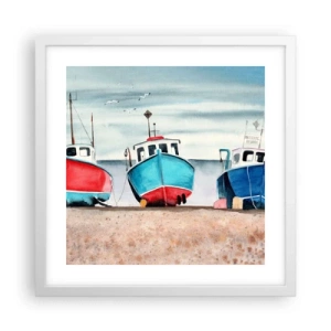 Affisch i vit ram - Redo för fångst - 40x40 cm