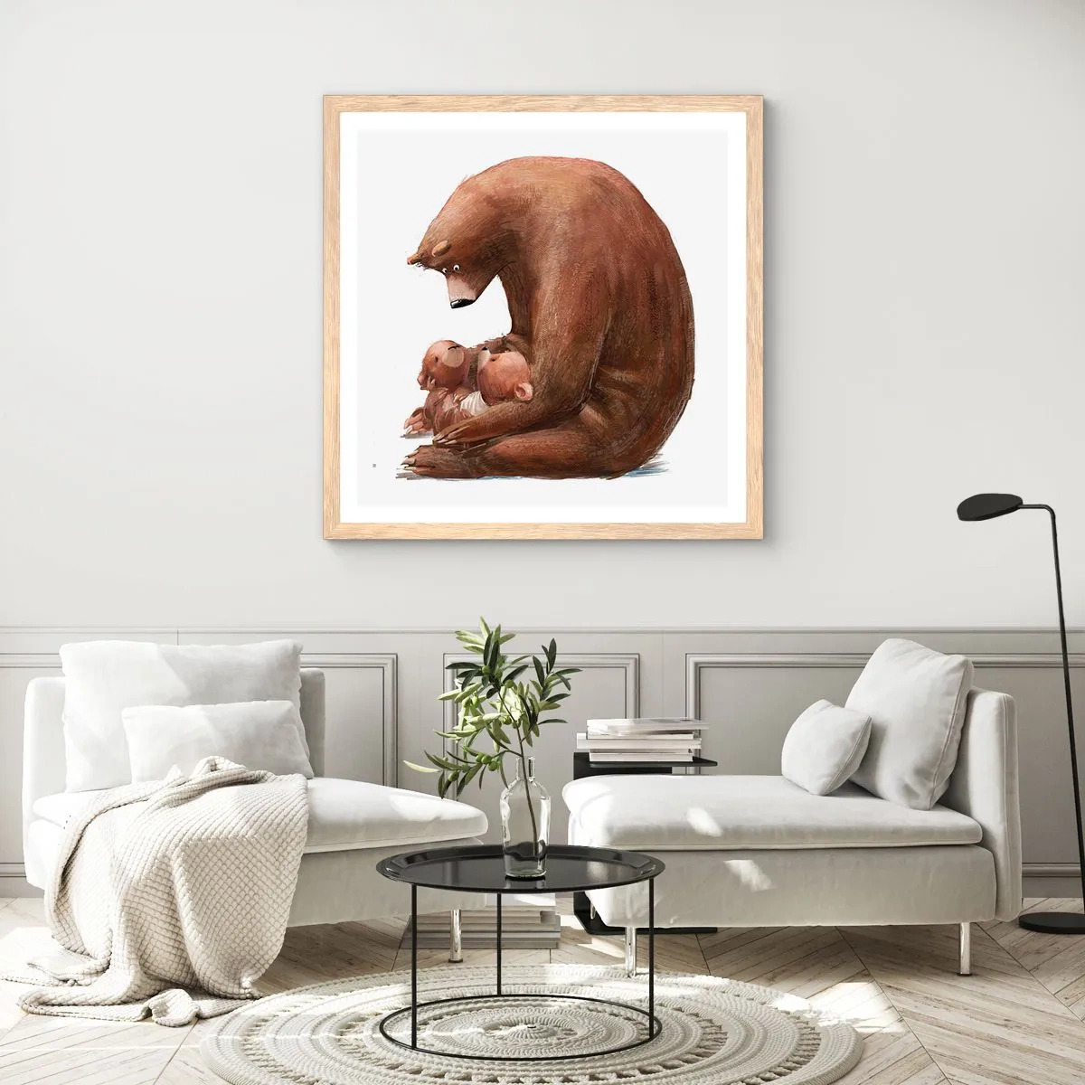 Affisch i ram av ljusek - Söta drömmar, barn - 40x40 cm