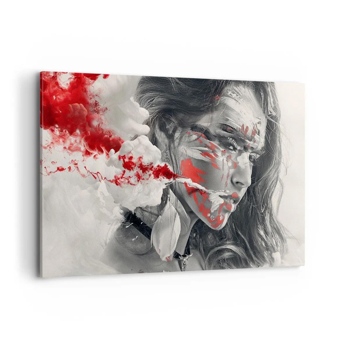 Canvastavla - Bild på duk - Röd-vit absurdhet - 120x80 cm
