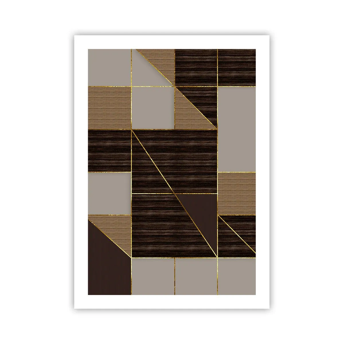 Affisch - Mosaik av brun och guld - 50x70 cm