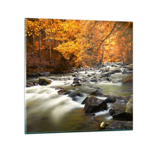 Glastavla - Bild på glas - Bäck i guldskogen - 30x30 cm