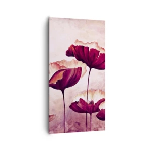 Canvastavla - Bild på duk - Röd och vit flinga - 65x120 cm