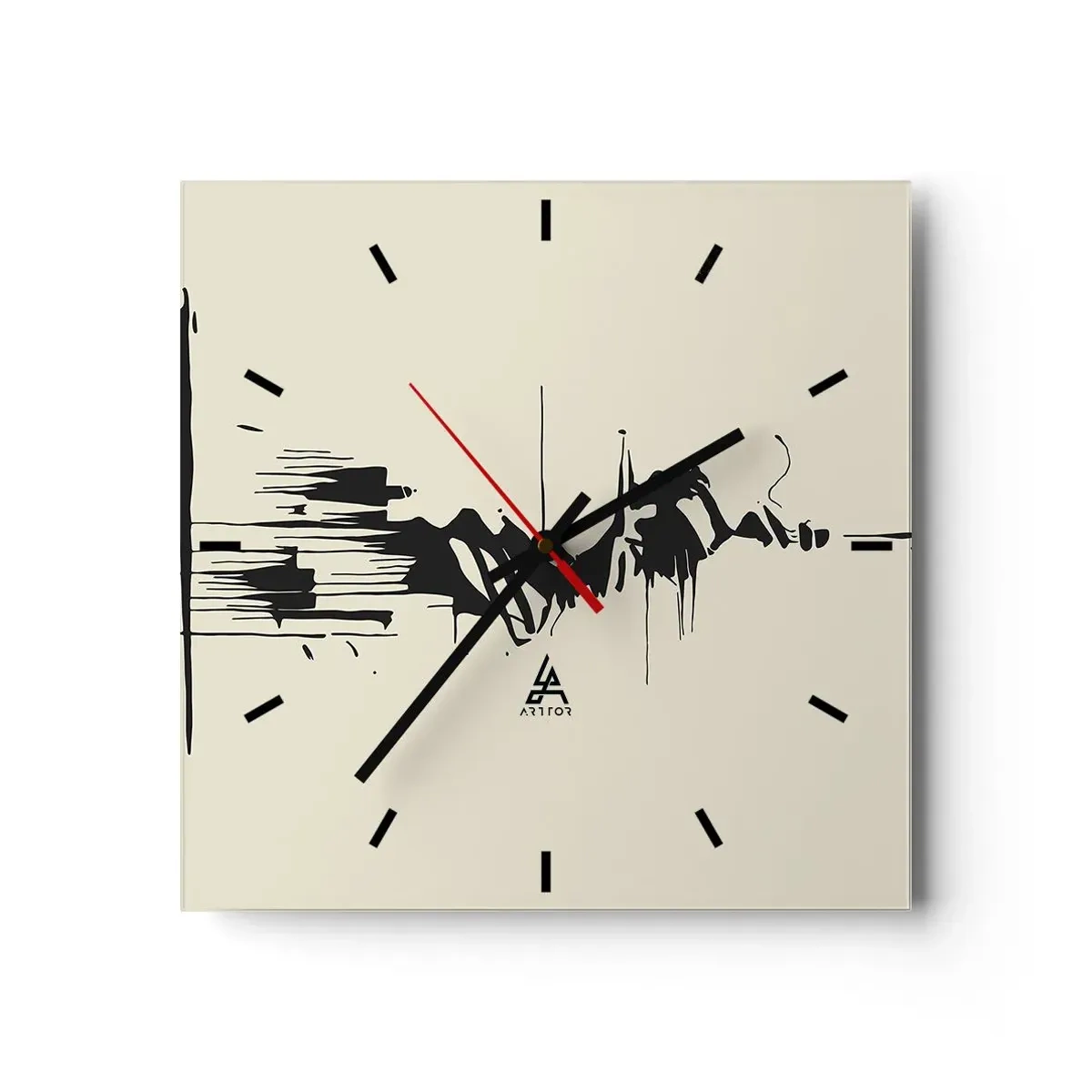 Väggklocka - Klocka på glas - Skyndsam abstraktion - 40x40 cm