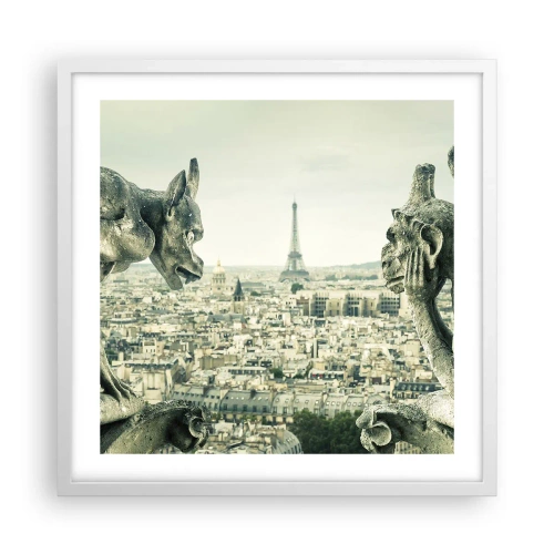 Affisch i vit ram - Ett samtal i Paris - 50x50 cm