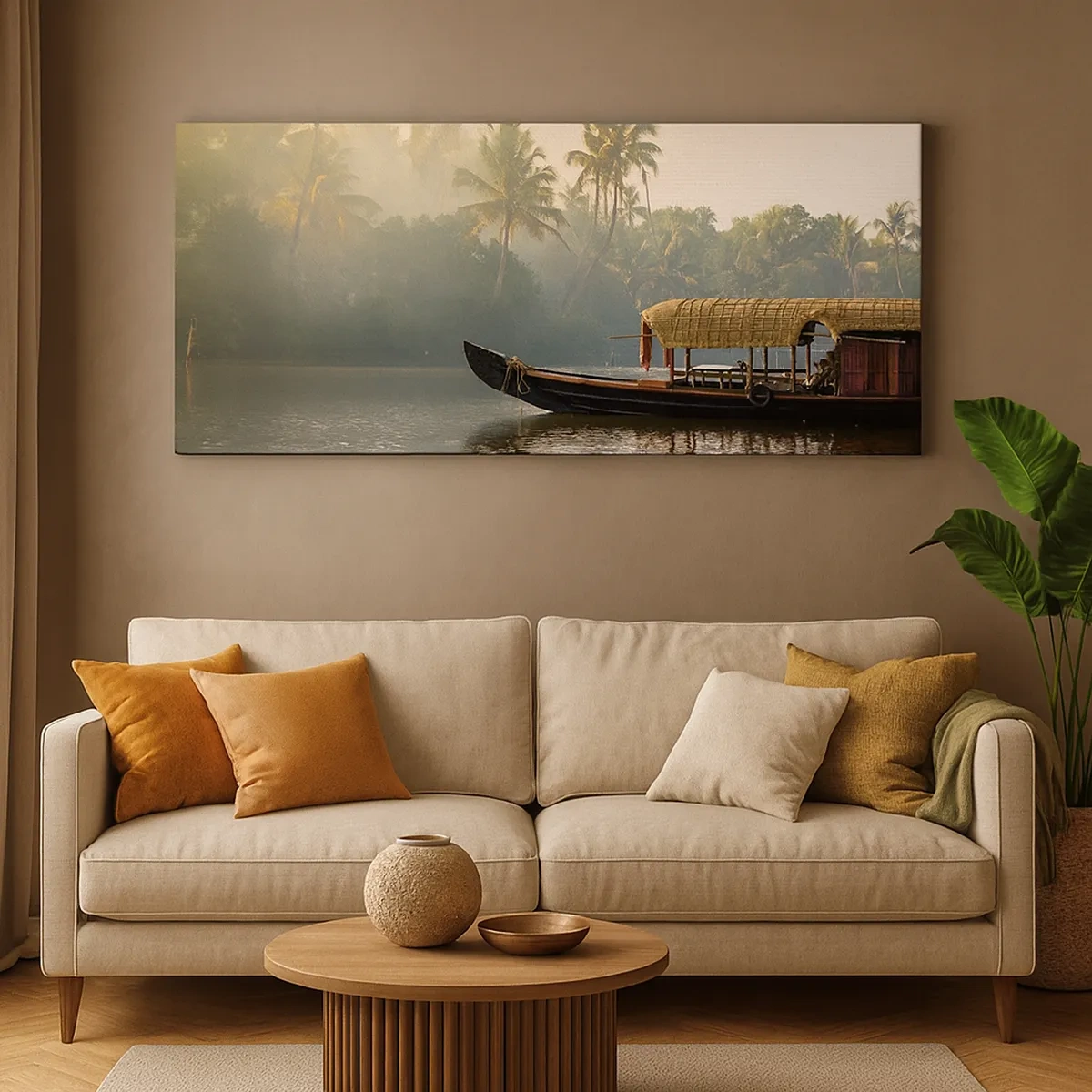 Canvastavla - Bild på duk - Hus på floden - 30x30 cm