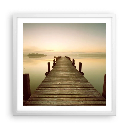 Affisch i vit ram - Förgryning, gryning, ljus - 50x50 cm