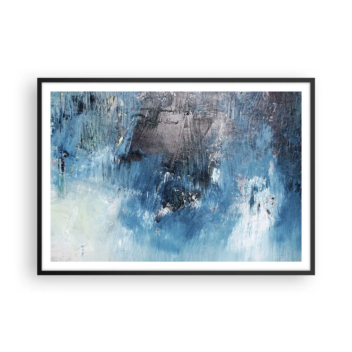 Affisch i svart ram - Blå rapsodi - 100x70 cm