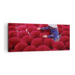 Canvastavla - Bild på duk - På ett risfält - 120x50 cm