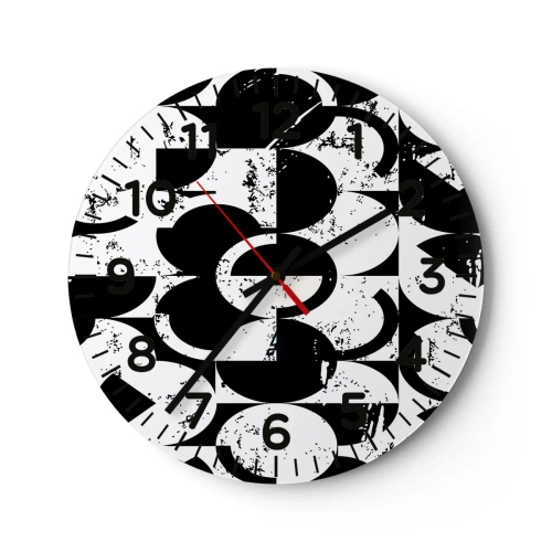 Väggklocka - Klocka på glas - Vit är vit och svart är svart - 40x40 cm