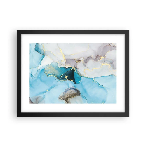 Affisch i svart ram - Studie över mötet mellan grå och turkos - 40x30 cm