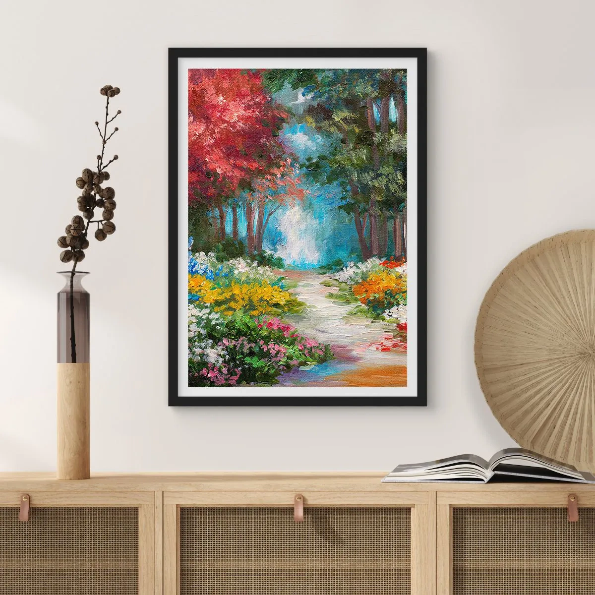 Affisch i svart ram - Skogsträdgård, blomskog - 30x40 cm