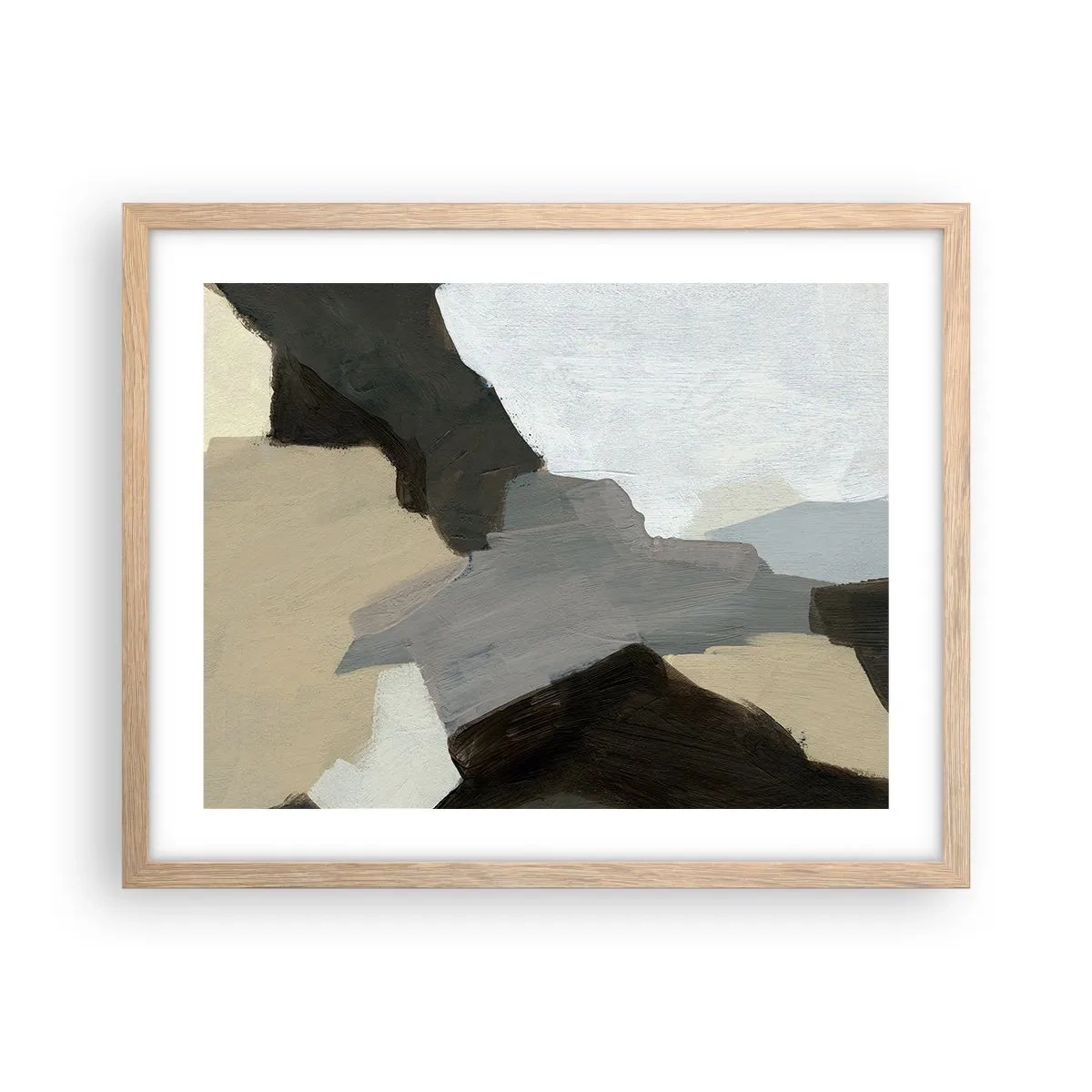 Affisch i ram av ljusek - Abstraktion: avgrening av det gråa - 50x40 cm