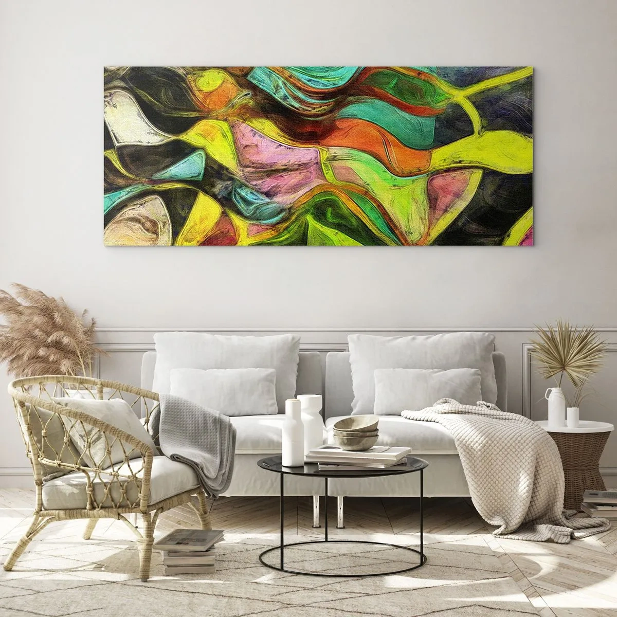 Glastavla - Bild på glas - Rörelse är liv - 140x50 cm