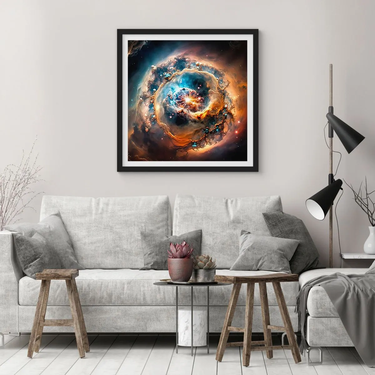 Affisch i svart ram - Början - 60x60 cm