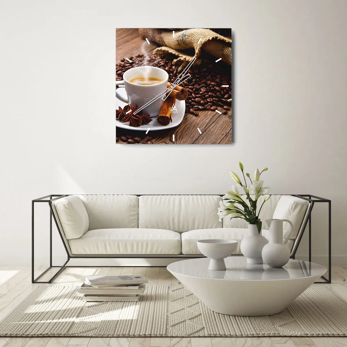 Väggklocka - Klocka på glas - Rotsmak och -arom - 30x30 cm