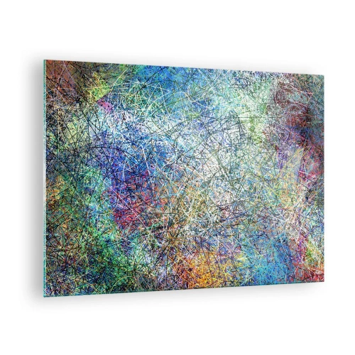 Glastavla - Bild på glas - Färgglad abstraktion med dynamiska linjer - 70x50cm - Det är inte så enkelt - Modern väggdekoration för vardagsrum och sovrum ARTTOR
