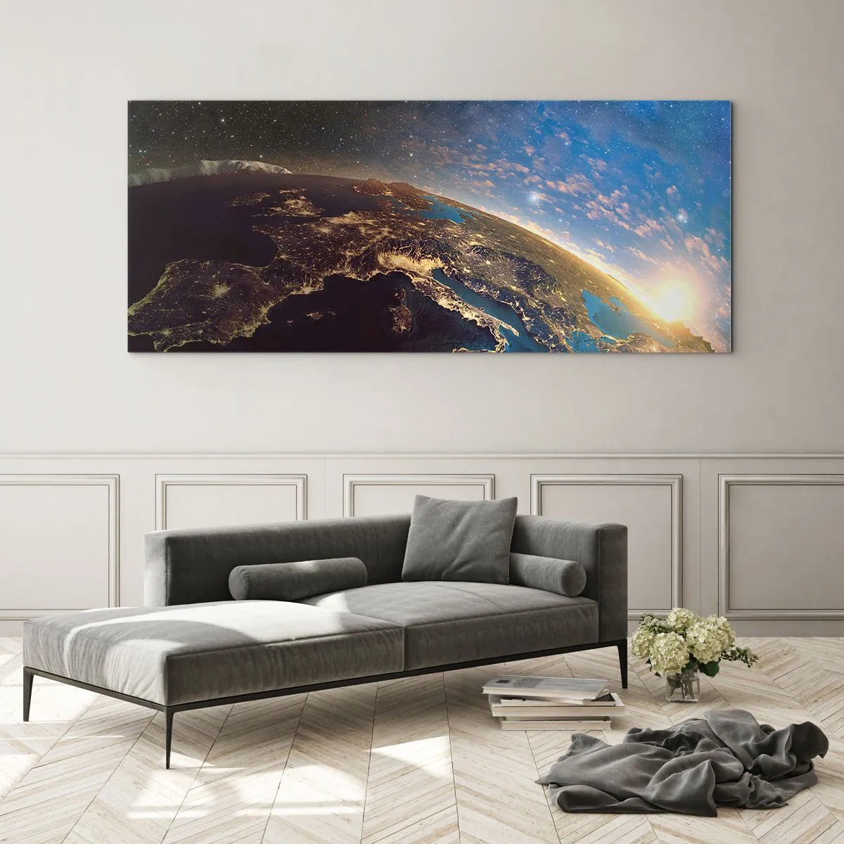 Glastavla - Bild på glas - Låt oss titta på varandra på avstånd - 90x30 cm