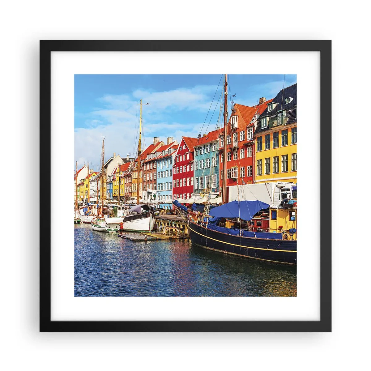Affisch i svart ram - Glad kaj - 40x40 cm