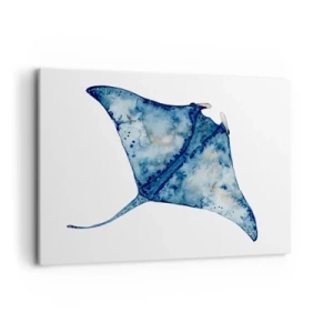 Canvastavla - Bild på duk - Liv i blått - 100x70 cm