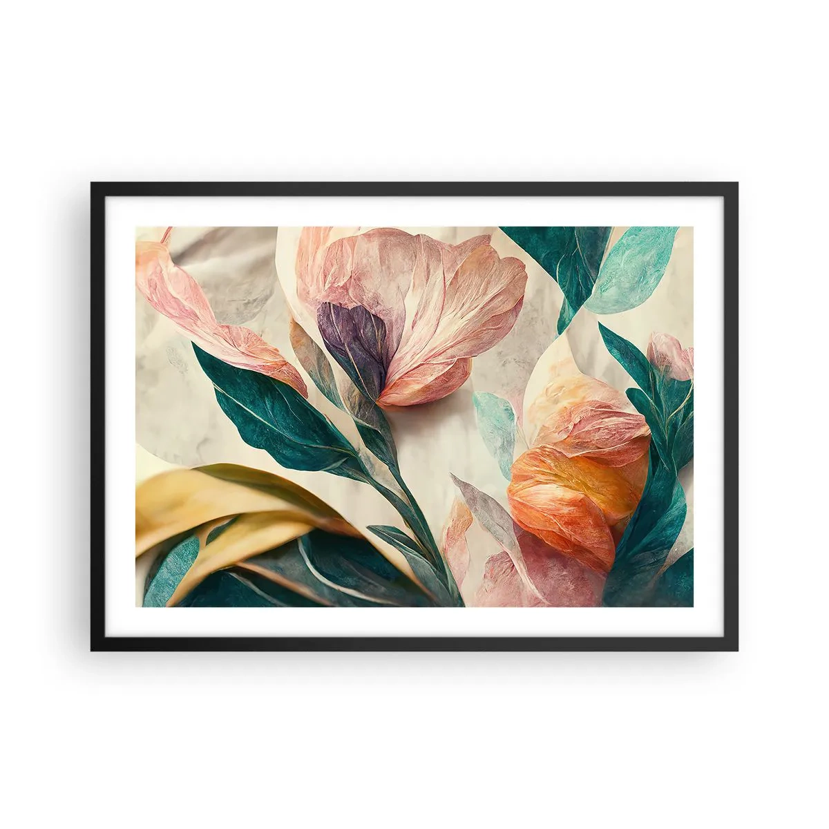 Affisch i svart ram - Blommor av de södra öarna - 70x50 cm