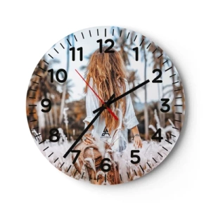 Väggklocka - Klocka på glas - Född ur gräsdun - 30x30 cm