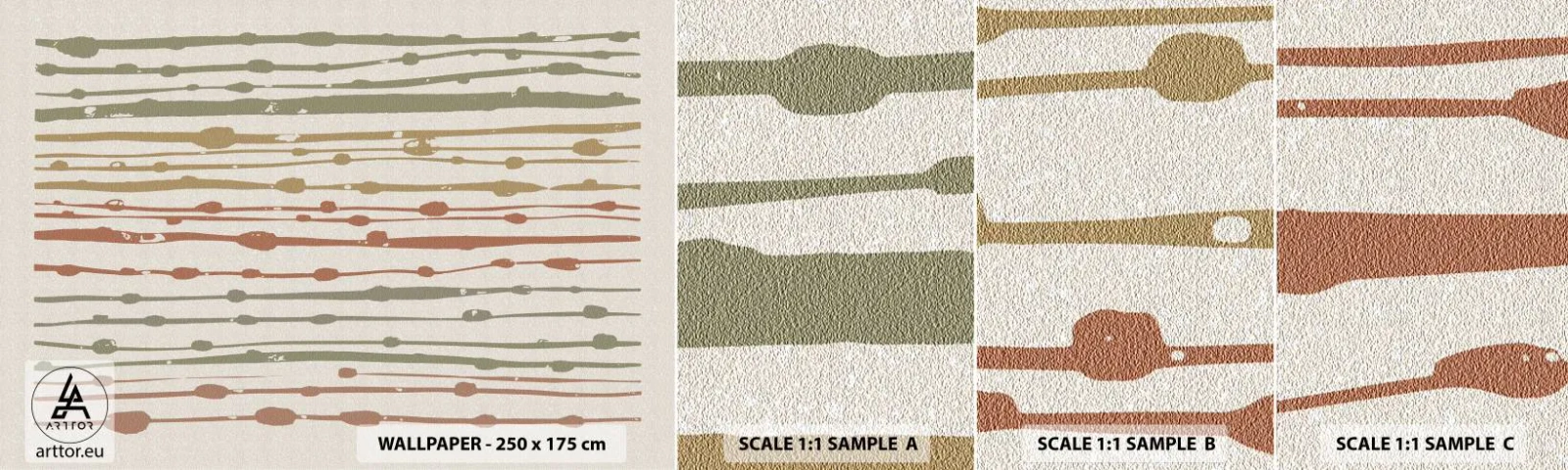 Fototapet Prov Standard Eco - Musikalisk färgnotation - Minimalism, Pastell, Bit - 100x30 cm