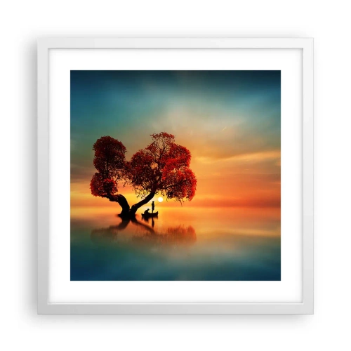 Affisch i vit ram - Avlägsen tystnad - 40x40 cm