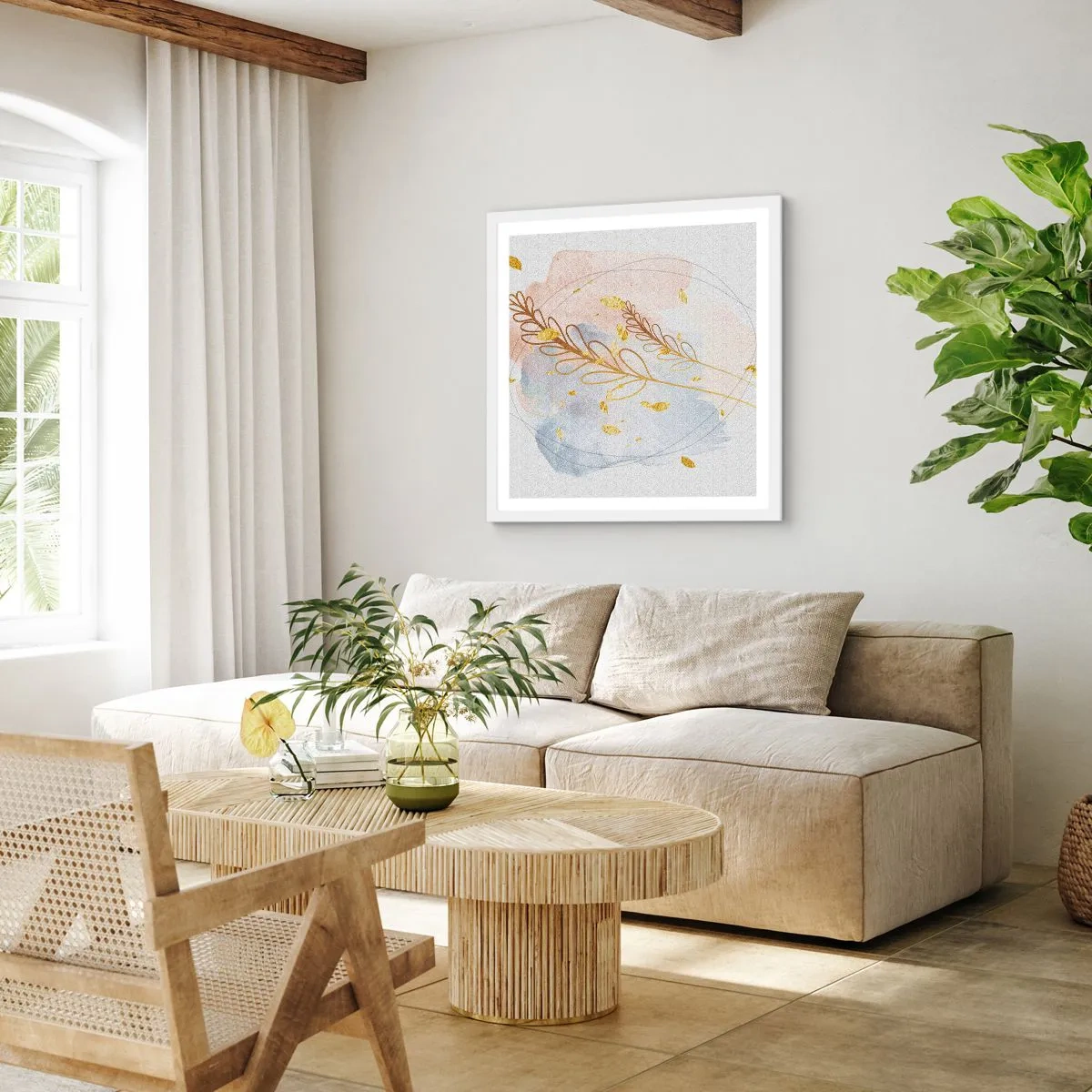 Affisch i vit ram - En gyllene explosion - 50x50 cm