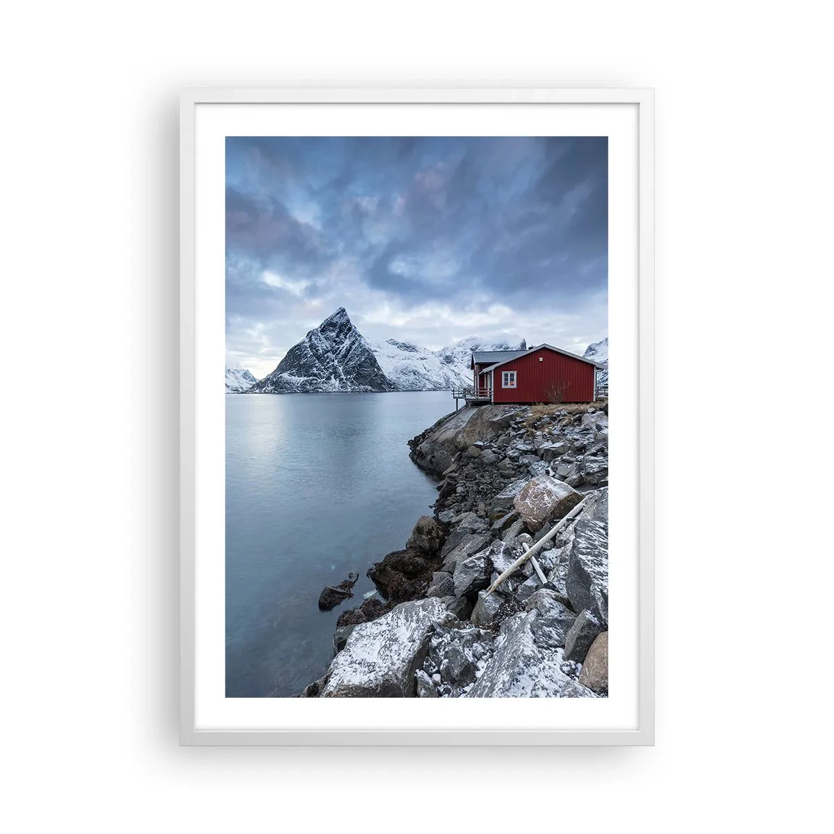 Affisch i vit ram - Skandinavisk tillflyktsort - 50x70 cm