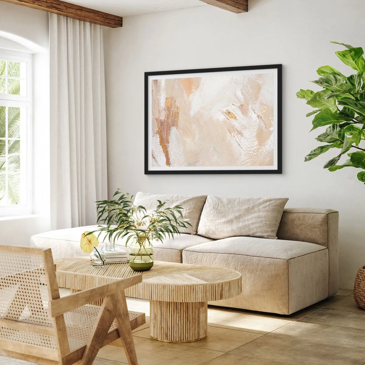 Affisch i svart ram - Pastellfärgad komposition - 100x70 cm