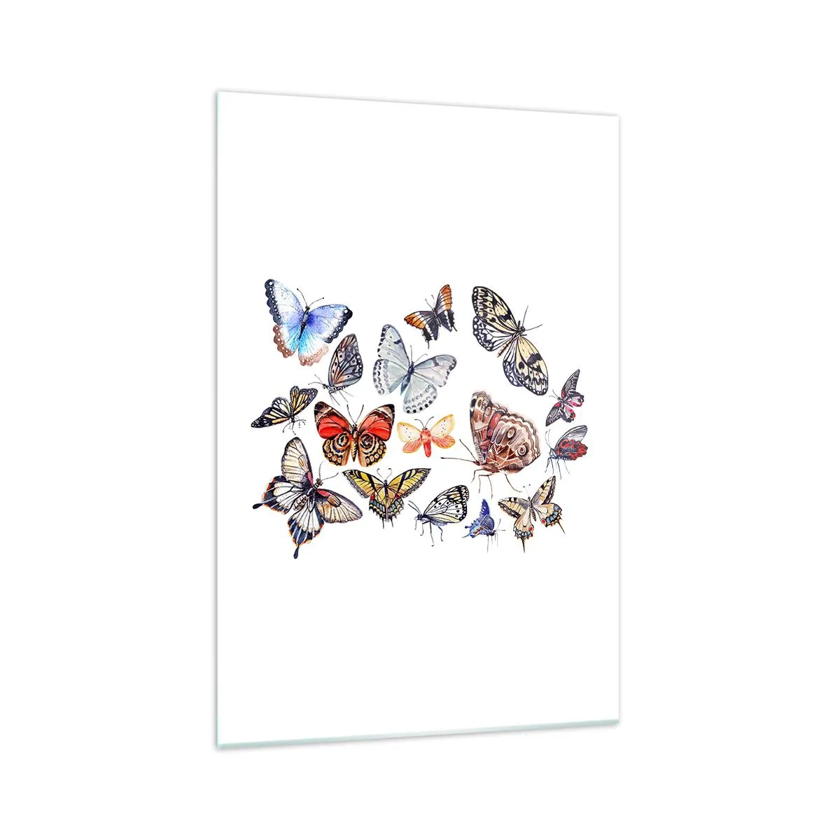 Glastavla - Bild på glas - Färgglada fjärilar - 70x100 cm