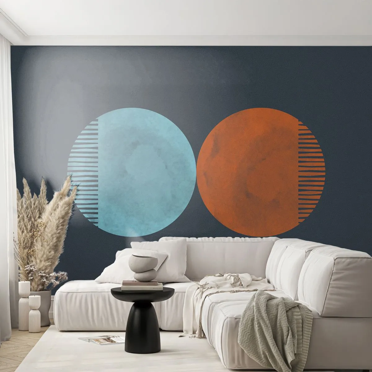 Fototapet Premium Sand - Endast geometri? - Abstraktion, Bit, distrikt - 350x256 cm